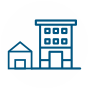 A blue line drawing of a building

Description automatically generated