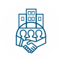 A logo of a group of people shaking hands

Description automatically generated