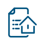 A blue line drawing of a document and a house

Description automatically generated