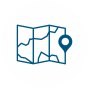 A blue and white map with a pin

Description automatically generated